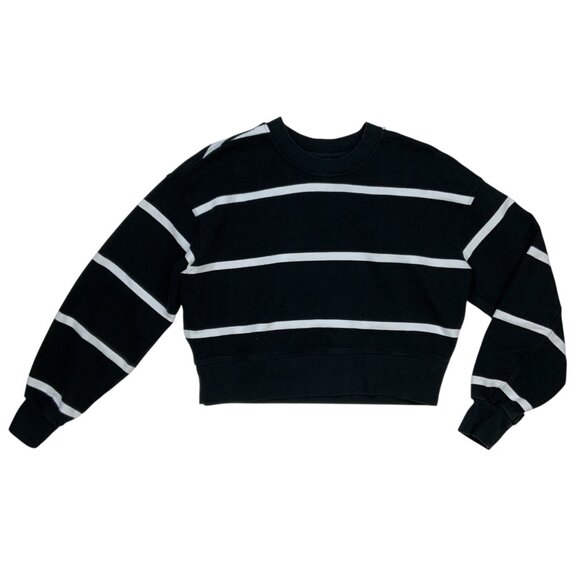 Lululemon Perfectly Oversized Cropped Crew Sweatshirt 0 Boundless Stripe Black - Picture 13 of 13